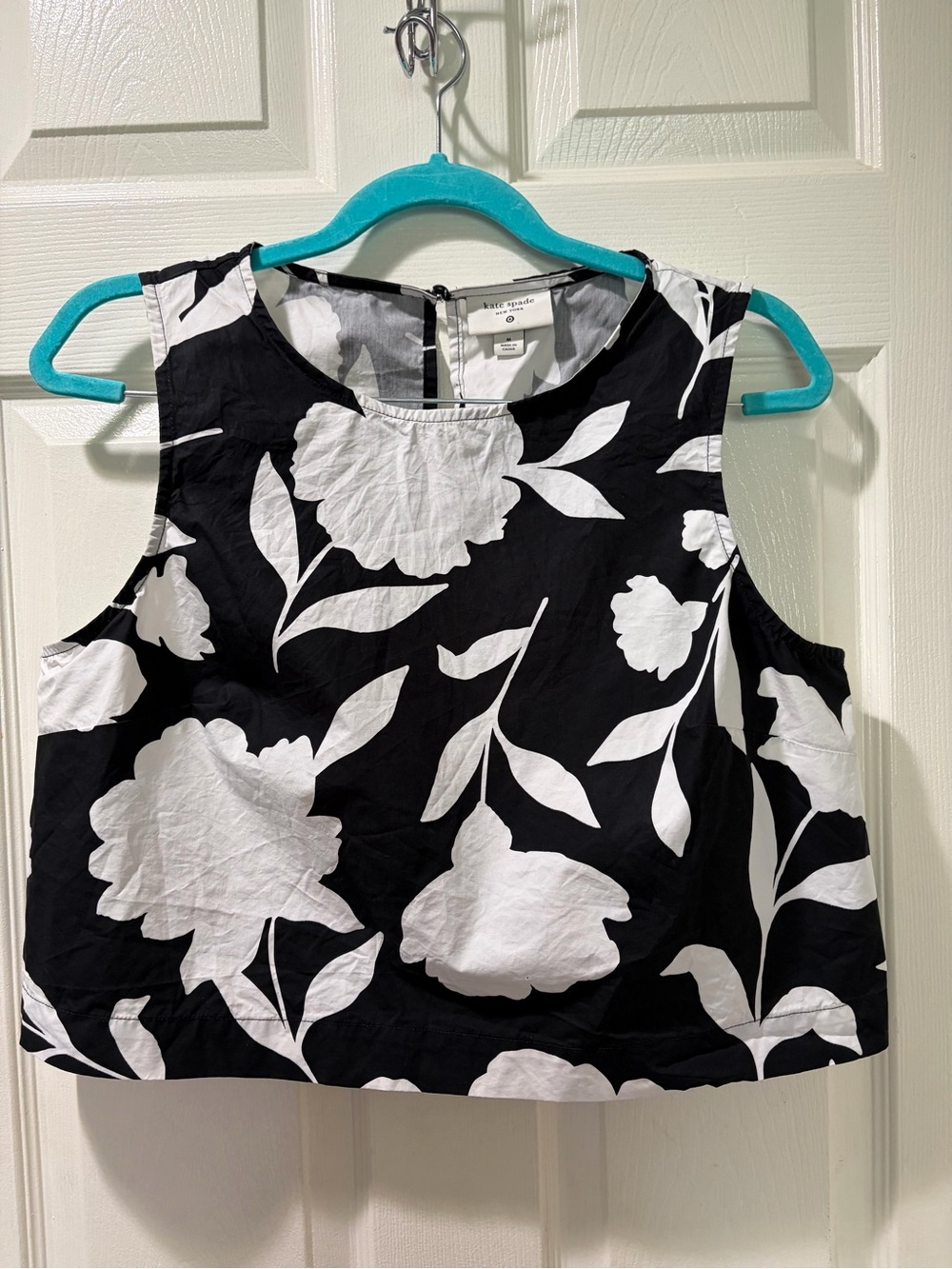 kate spade Black & White Floral Sleeveless Crop Top